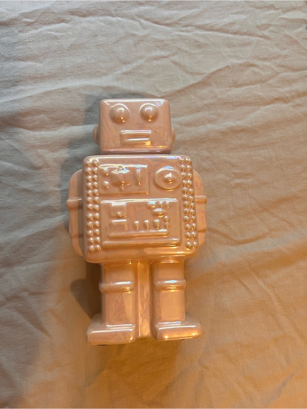 Pink Ceramic Robot Figurine